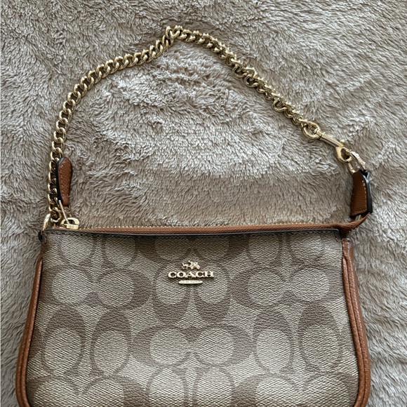 Coach Tan and Gold Shoulder Bag-used once. Like New. - Picture 1 of 8